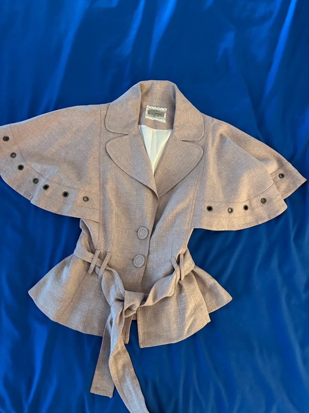 Women's Dusty Mauve Belted Cape-Sleeve Blazer